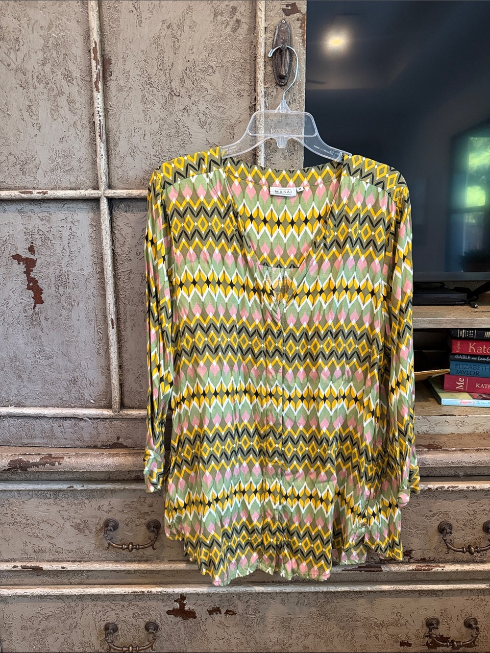 Masai Yellow Geometric-Print Long-Sleeve Tunic